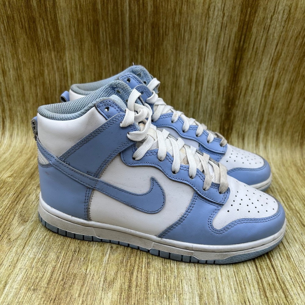 Nike Dunk High Women's Size 5 Aluminum White‎ Blue High Top Sneakers Shoes